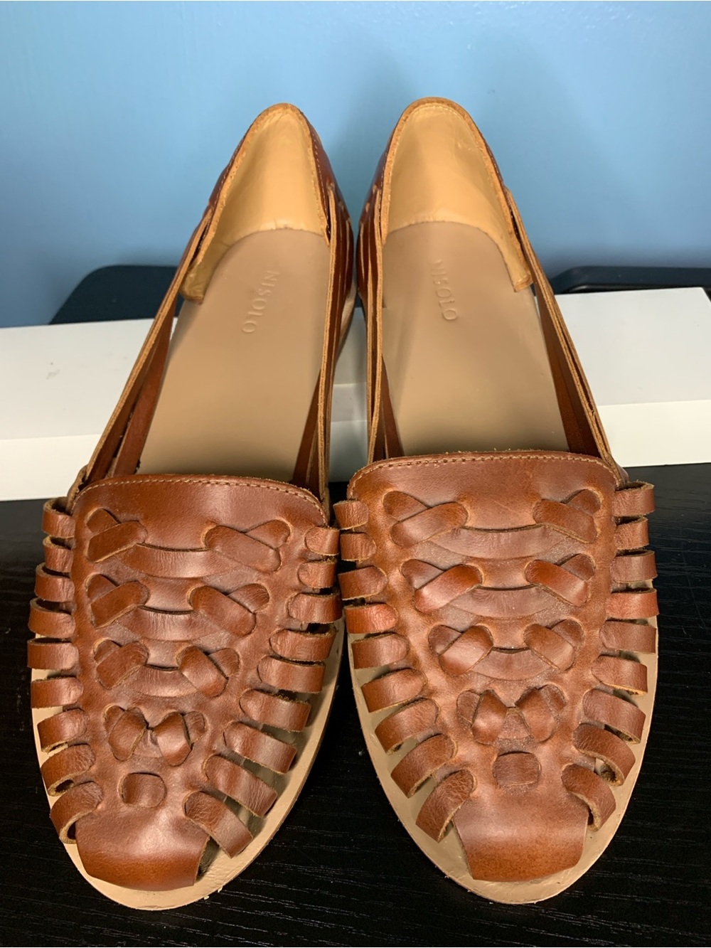 Nisolo Woven Leather Slip-On Sandals in Brown